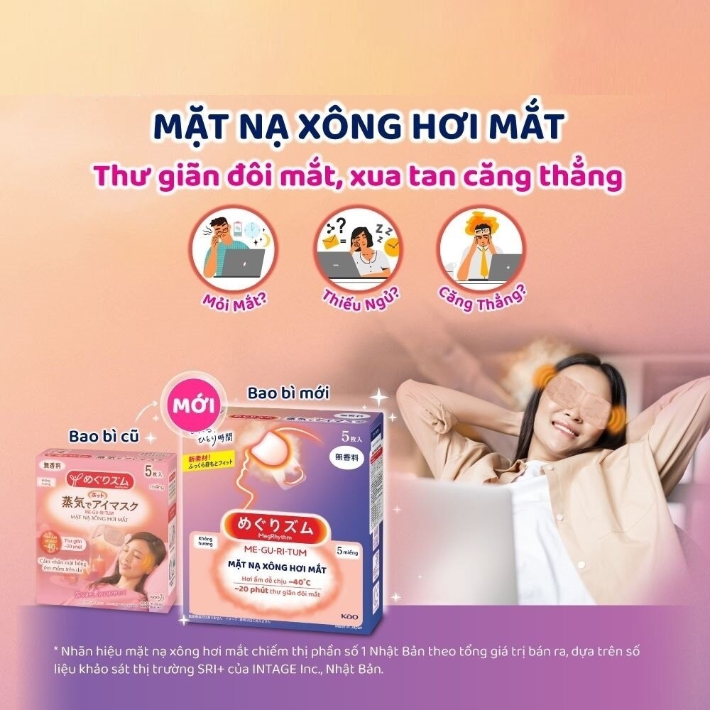 Mặt Nạ Xông Hơi Mắt MegRhythm Không Hương 5 Miếng/Hộp