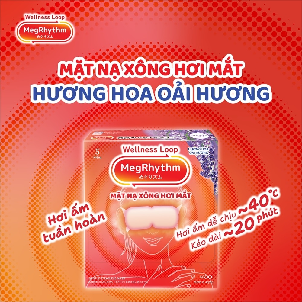 Mặt Nạ Xông Hơi Mắt MegRhythm Hương Oải Hương 5 Miếng/Hộp