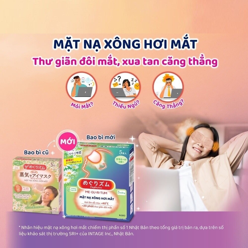 Mặt Nạ Xông Hơi Mắt MegRhythm Hương Hoa Cúc 5 Miếng/Hộp