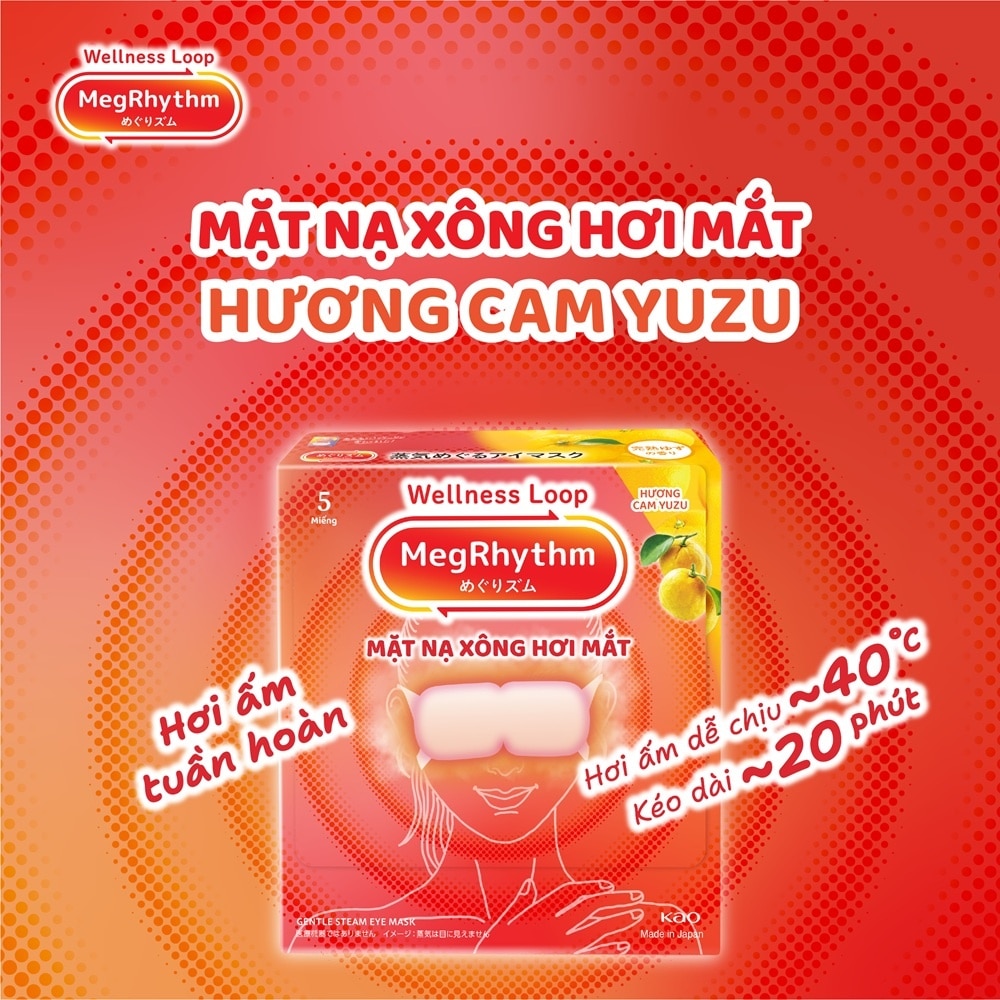Mặt Nạ Xông Hơi Mắt MegRhythm Hương Cam Yuzu 5 Miếng/Hộp