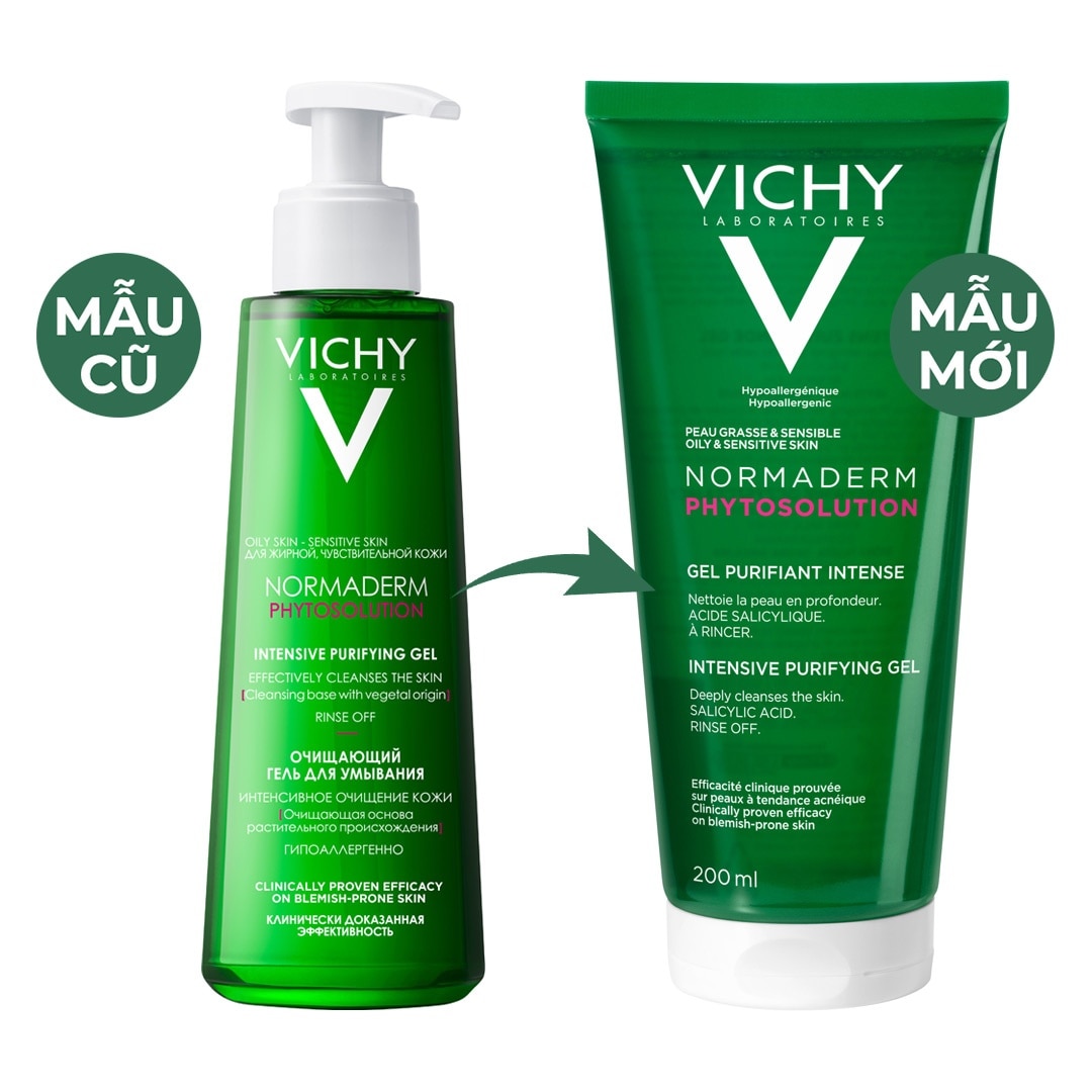 Gel Rửa Mặt Vichy Normaderm Phytosolution Purifying Giàu Khoáng Và Pribiotic Giúp Làm Sạch Sâu 200ml