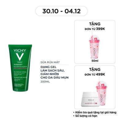 VICHY Gel Rửa Mặt Vichy Normaderm Phytosolution Purifying Giàu Khoáng Và Pribiotic Giúp Làm Sạch Sâu 200ml