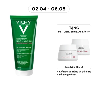 VICHY - Gel Rửa Mặt Vichy Normaderm Phytosolution Purifying Giàu Khoáng Và Pribiotic Giúp Làm Sạch Sâu 200ml