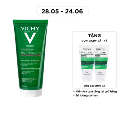 VICHY - Gel Rửa Mặt Vichy Normaderm Phytosolution Purifying Giàu Khoáng Và Pribiotic Giúp Làm Sạch Sâu 200ml