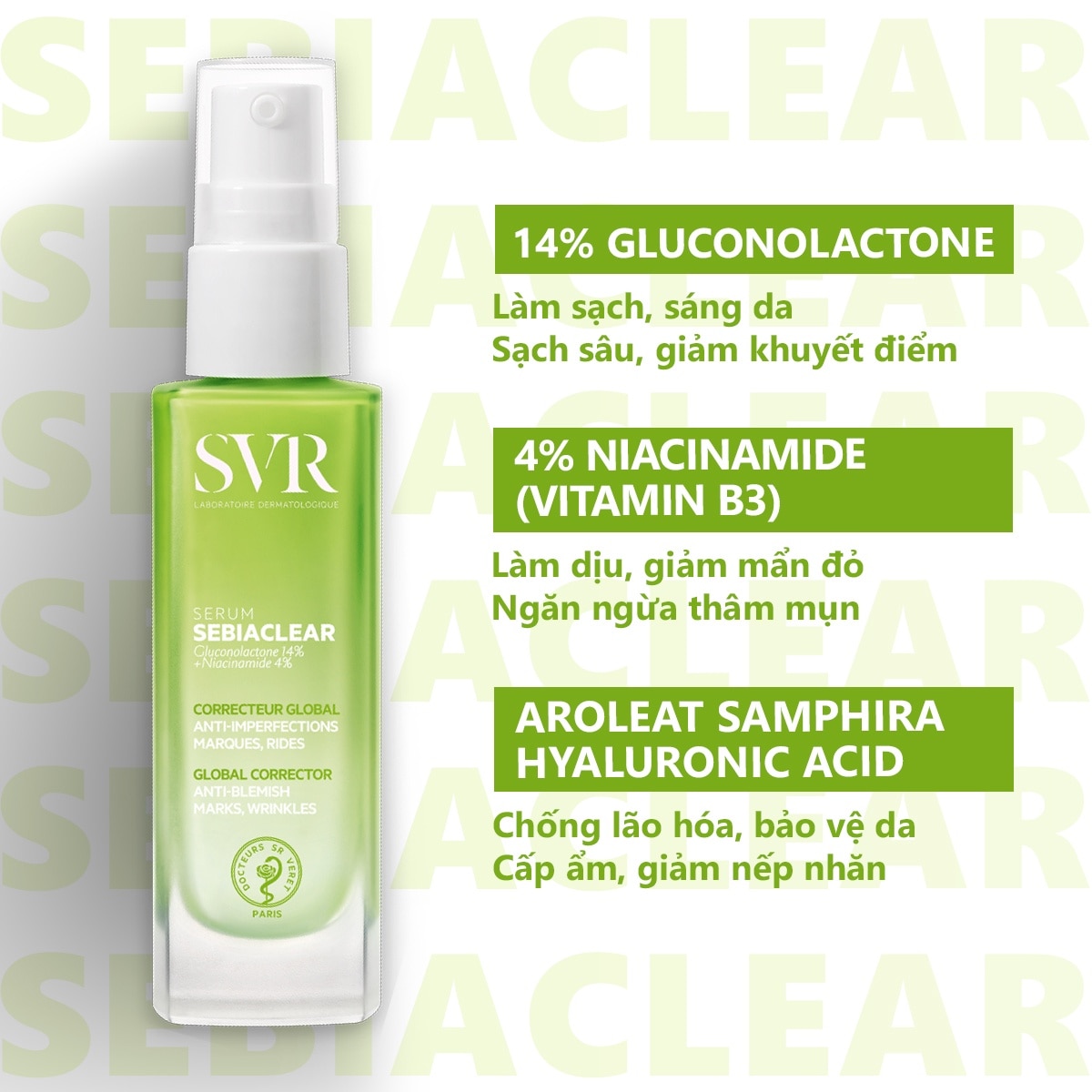 Serum SVR Sebiaclear Serum Giảm Mụn, Thông Thoáng Lỗ Chân Lông, Làm Mềm Mịn Da 30ml