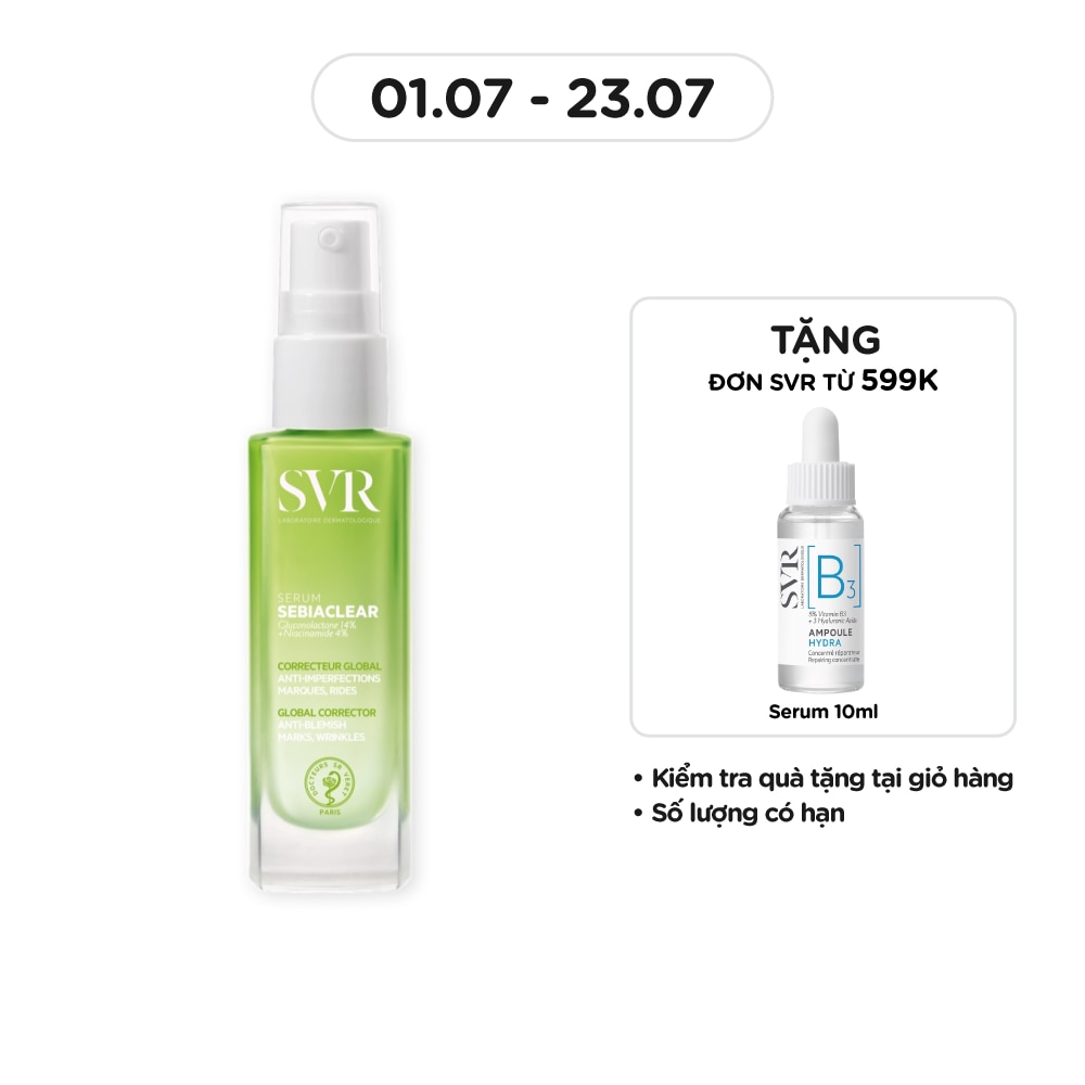 Serum SVR Sebiaclear Serum Giảm Mụn, Thông Thoáng Lỗ Chân Lông, Làm Mềm Mịn Da 30ml