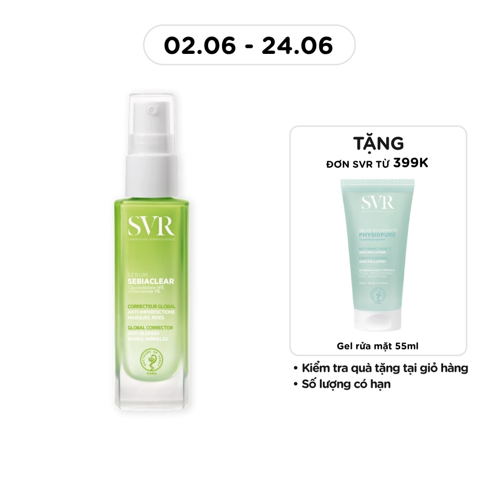 Serum SVR Sebiaclear Serum Giảm Mụn, Thông Thoáng Lỗ Chân Lông, Làm Mềm Mịn Da 30ml