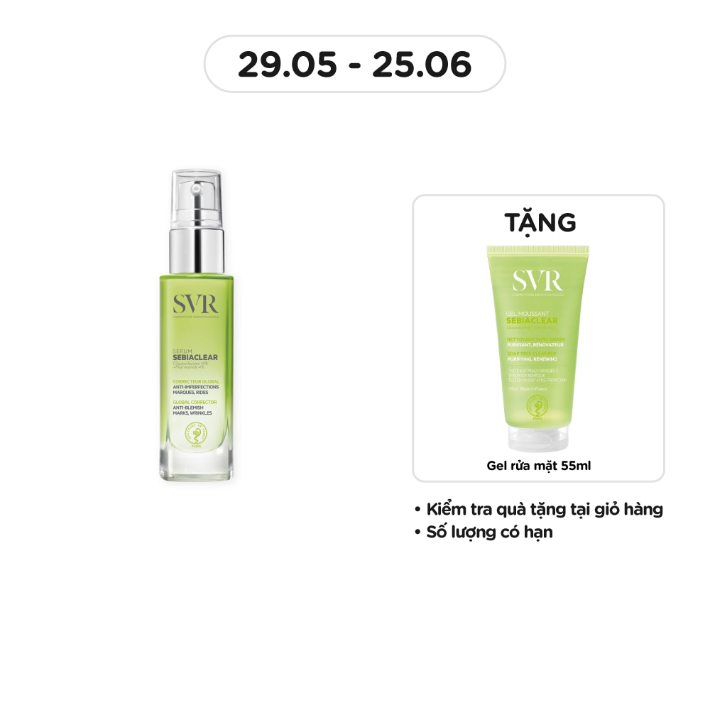 Serum SVR Sebiaclear Serum Giảm Mụn, Thông Thoáng Lỗ Chân Lông, Làm Mềm Mịn Da 30ml