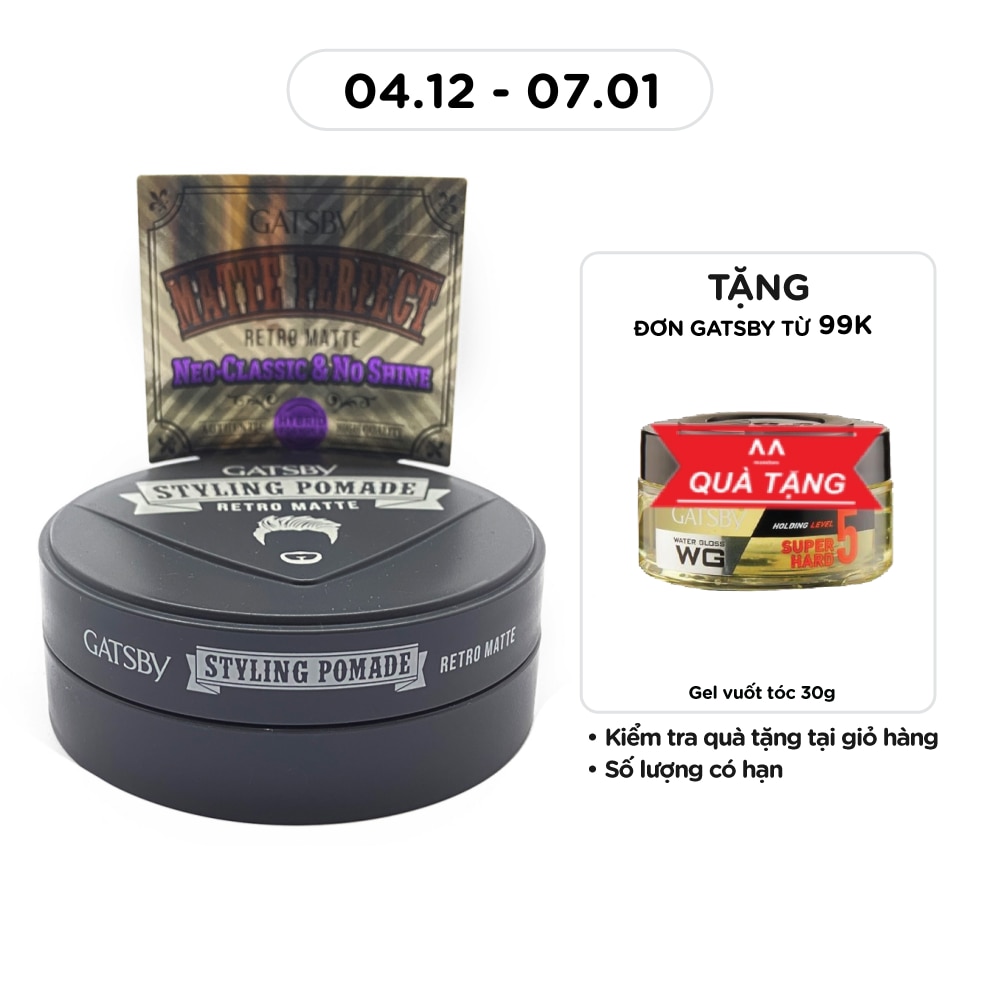Pomade Vuốt Tóc Gatsby Retro Matte 75g