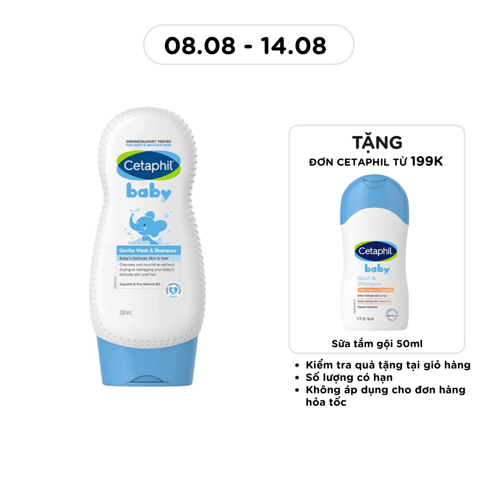 Sữa Tắm Gội Trẻ Em Cetaphil Baby Gentle Wash & Shampoo 230ml image