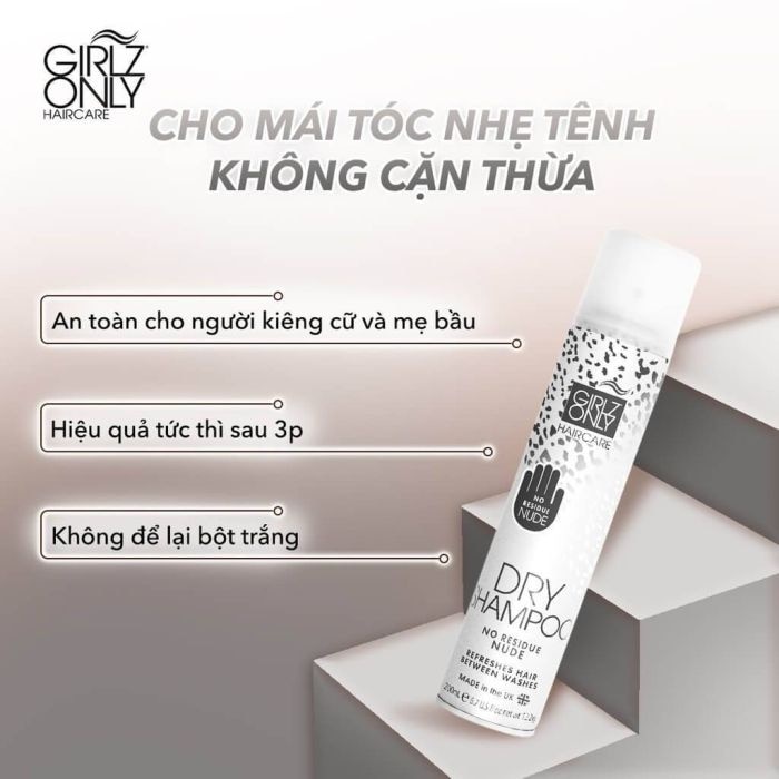 Dầu Gội Khô Girlz Only No Residue Nude Không Cặn 200ml