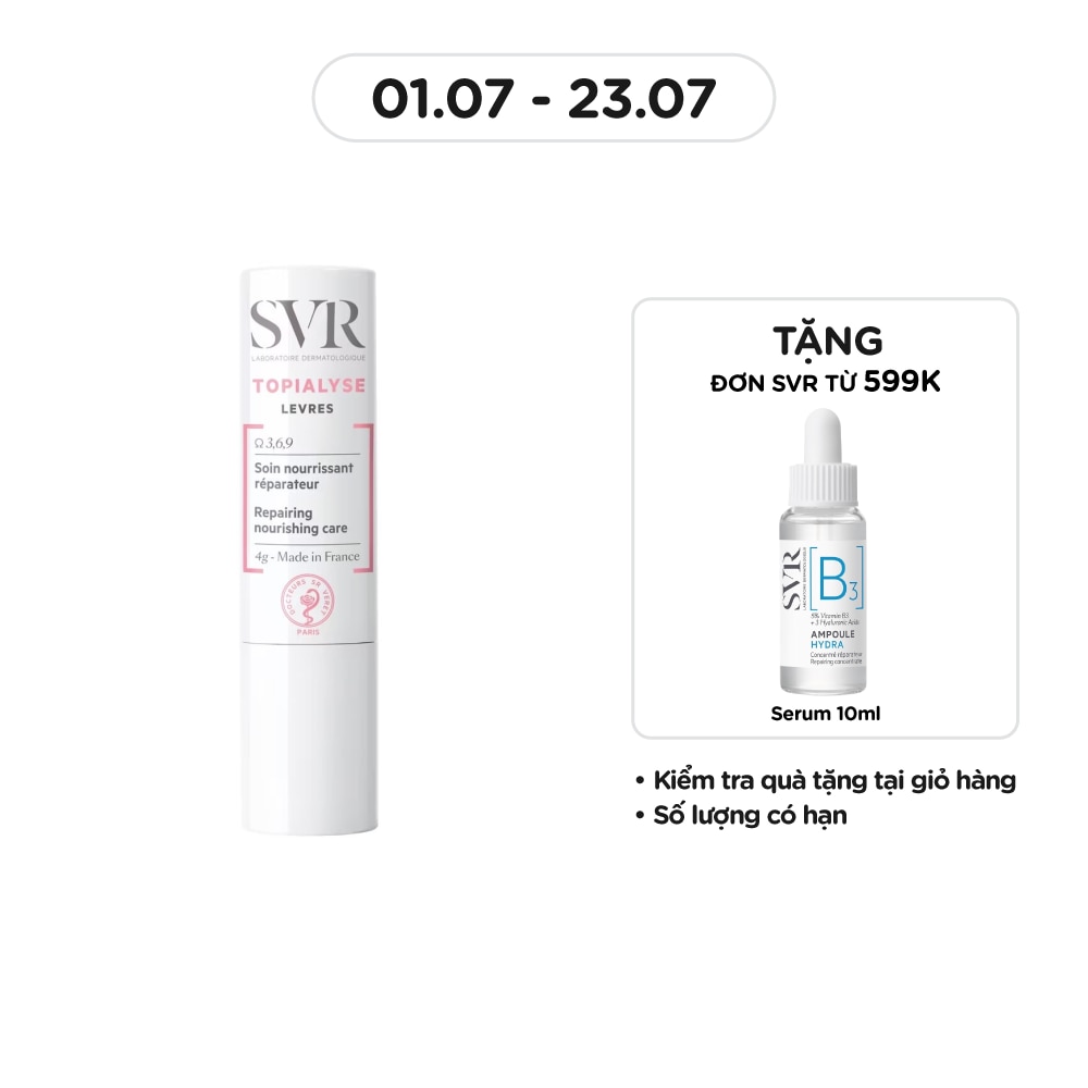 Sáp Dưỡng Môi SVR Topialyse Levres Giúp Nuôi Dưỡng Và Dưỡng Ẩm Môi Bị Khô, Nứt Nẻ Và Tổn Thương 4g