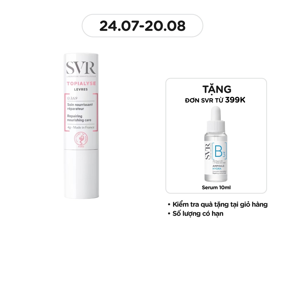 Sáp Dưỡng Môi SVR Topialyse Levres Giúp Nuôi Dưỡng Và Dưỡng Ẩm Môi Bị Khô, Nứt Nẻ Và Tổn Thương 4g