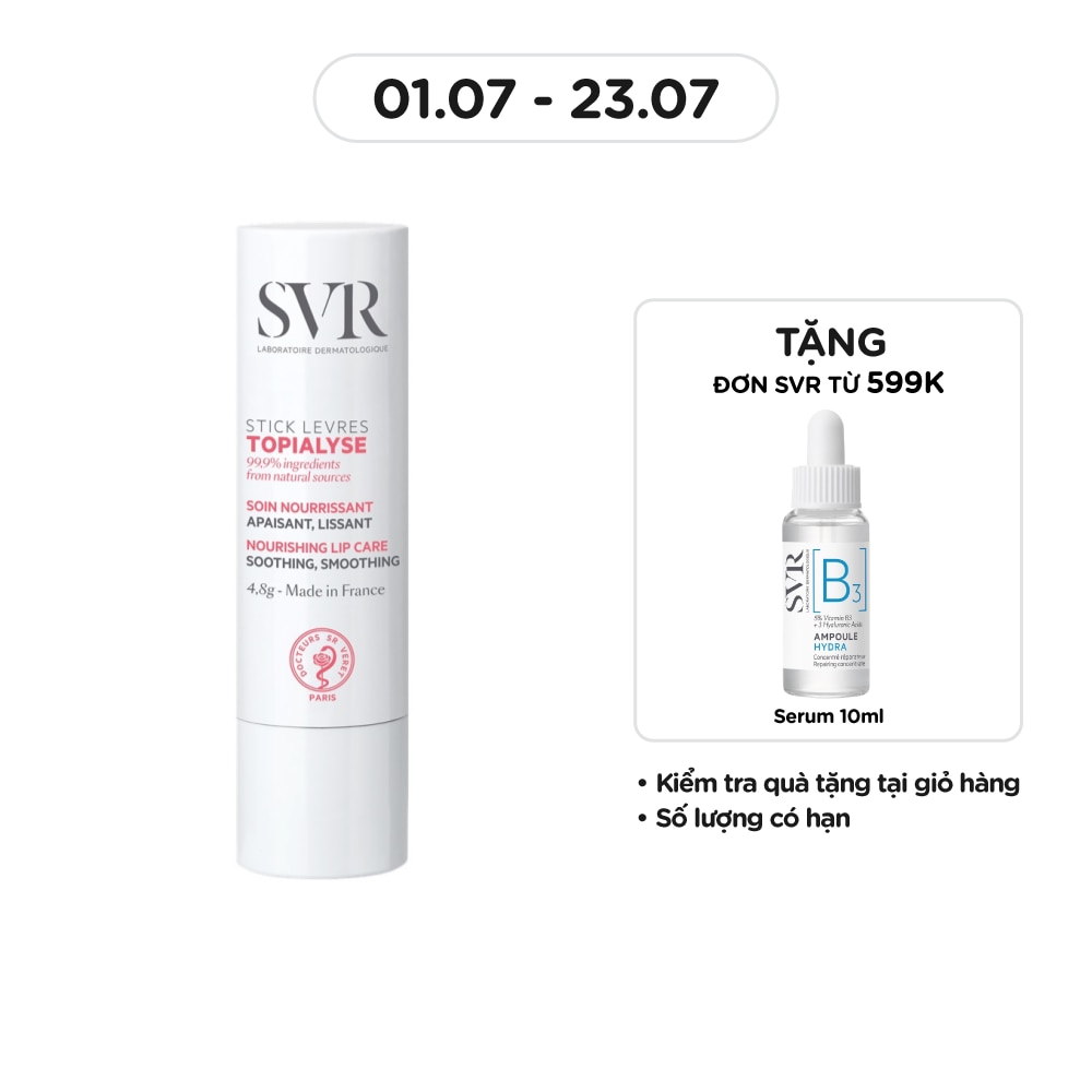 Sáp Dưỡng Môi SVR Topialyse Levres Giúp Nuôi Dưỡng Và Dưỡng Ẩm Môi Bị Khô, Nứt Nẻ Và Tổn Thương 4g