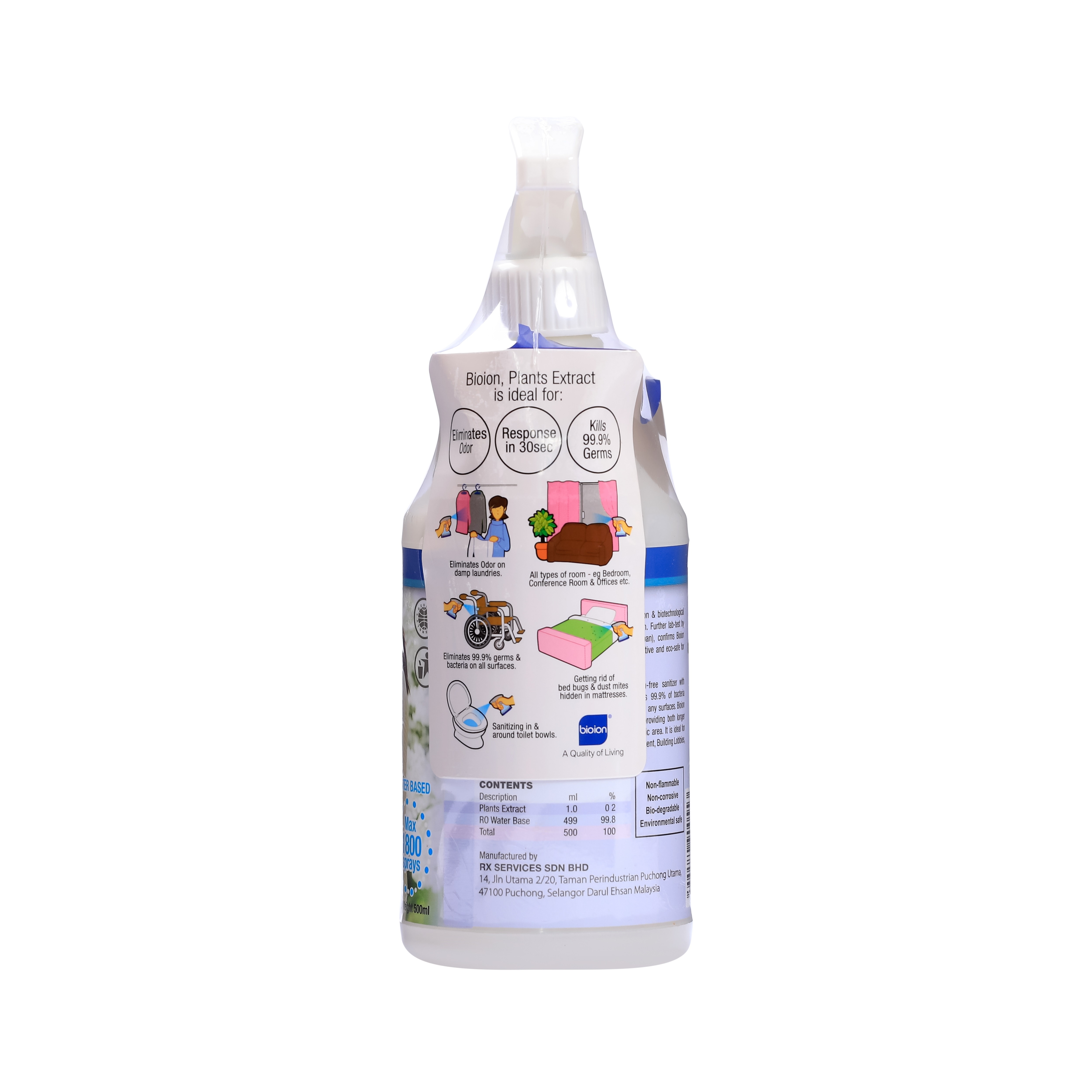 Chai Xịt Khử Mùi Bioion Deo-Sanitizer Ocean Làm Sạch Khuẩn Hương Đại Dương 500ml