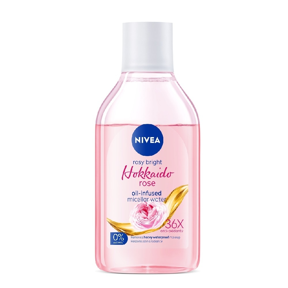 Nước Tẩy Trang Nivea Hokkaido Rosy White Oil-Infused Micellar 0% Alcohol Chiết Xuất Hoa Hồng 400ml