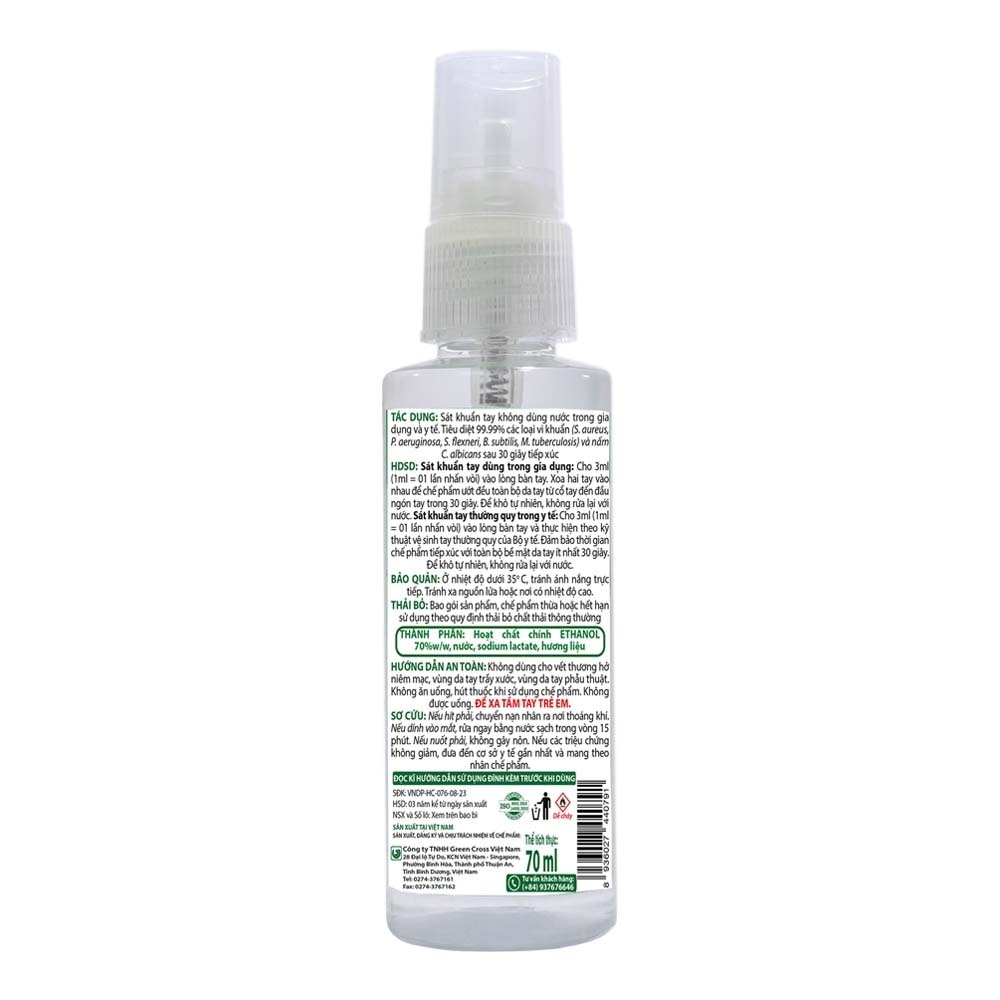 Spray Hand Sanitizer Green Tea 70ml