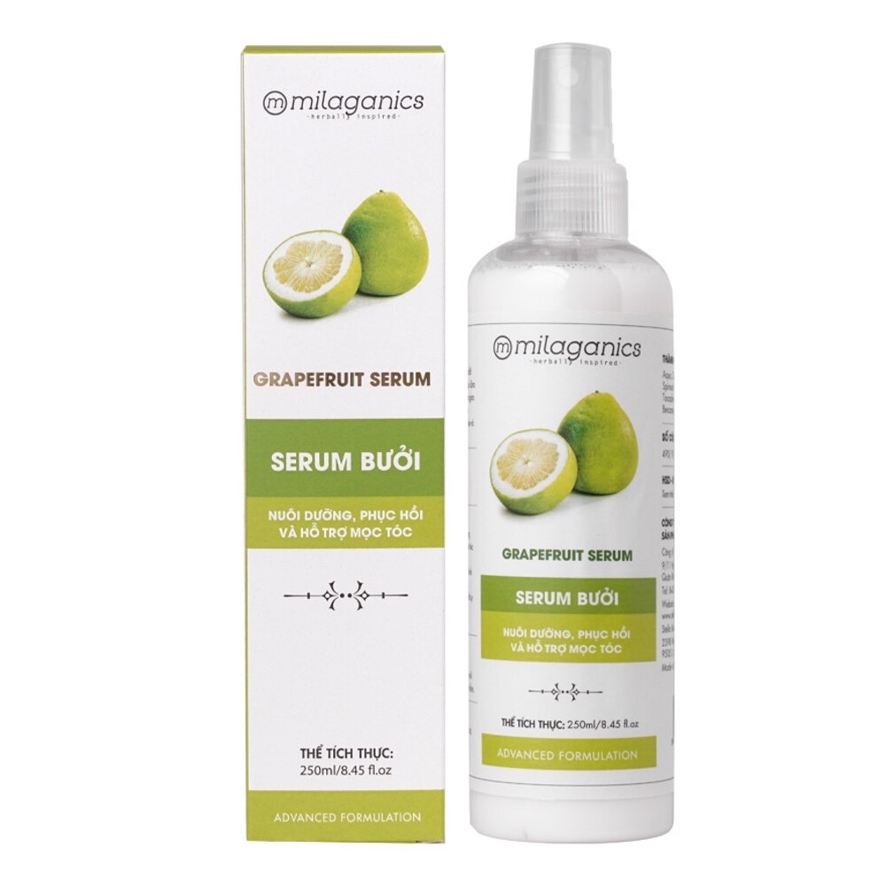 Serum Milaganics Grapefruit Bưởi Nuôi Dưỡng, Phục Hồi và Hỗ Trợ Mọc Tóc 250ml