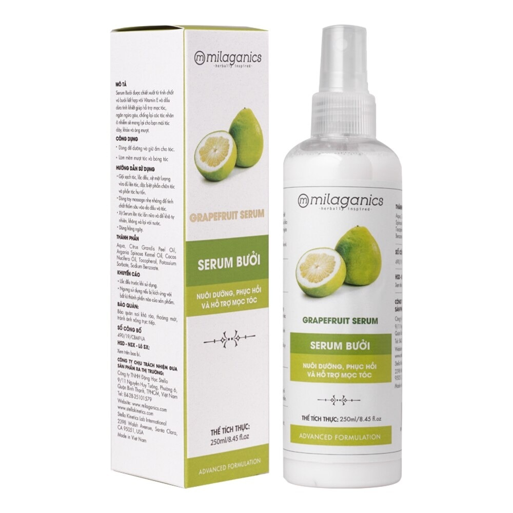 Serum Milaganics Grapefruit Bưởi Nuôi Dưỡng, Phục Hồi và Hỗ Trợ Mọc Tóc 250ml