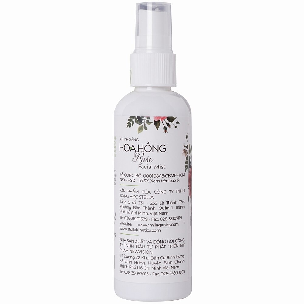 Xịt Khoáng Milaganics Facial Mist Rose Hoa Hồng Cấp Ẩm Kiềm Dầu 100ml