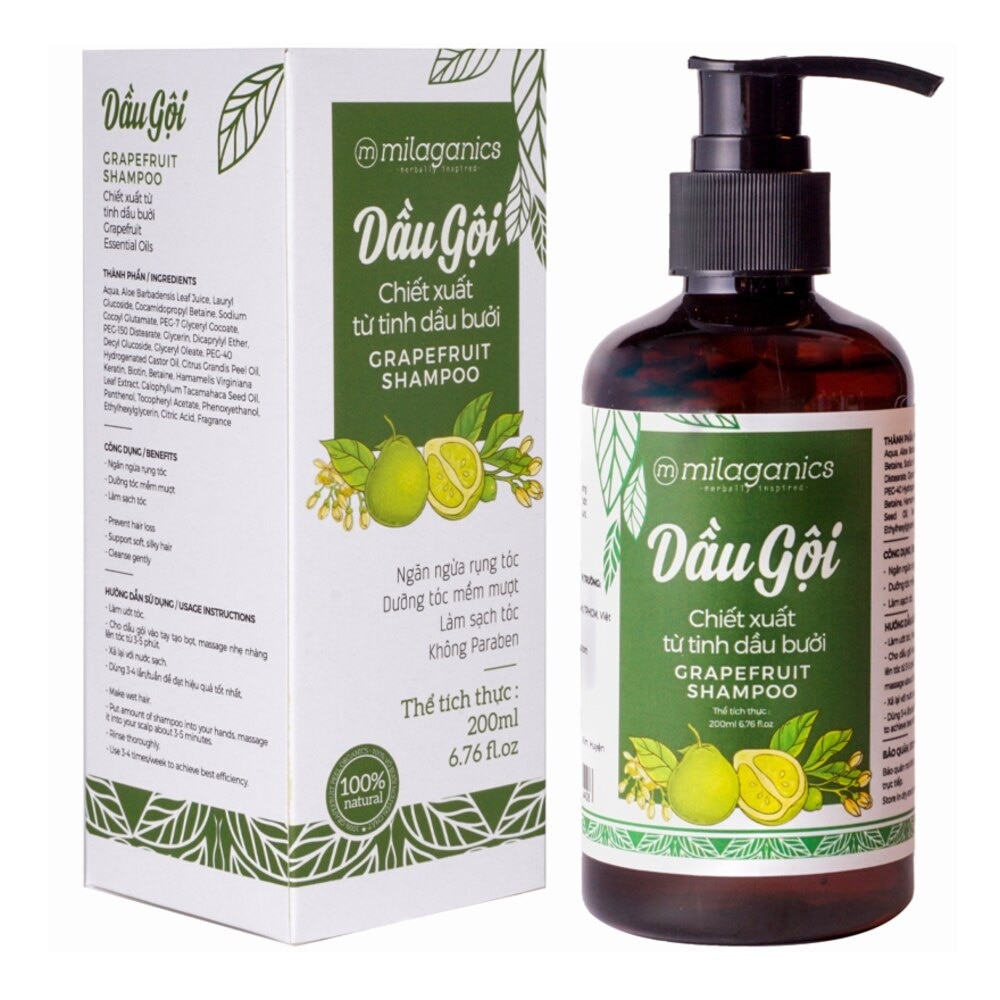 Dầu Gội Milaganics Grapefruit Shampoo Bưởi Ngừa Rụng Tóc 200ml