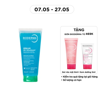 BIODERMA - Gel Rửa Mặt Bioderma Sébium Moussant Tạo Bọt Dành Cho Da Hỗn Hợp Và Da Dầu 100ml