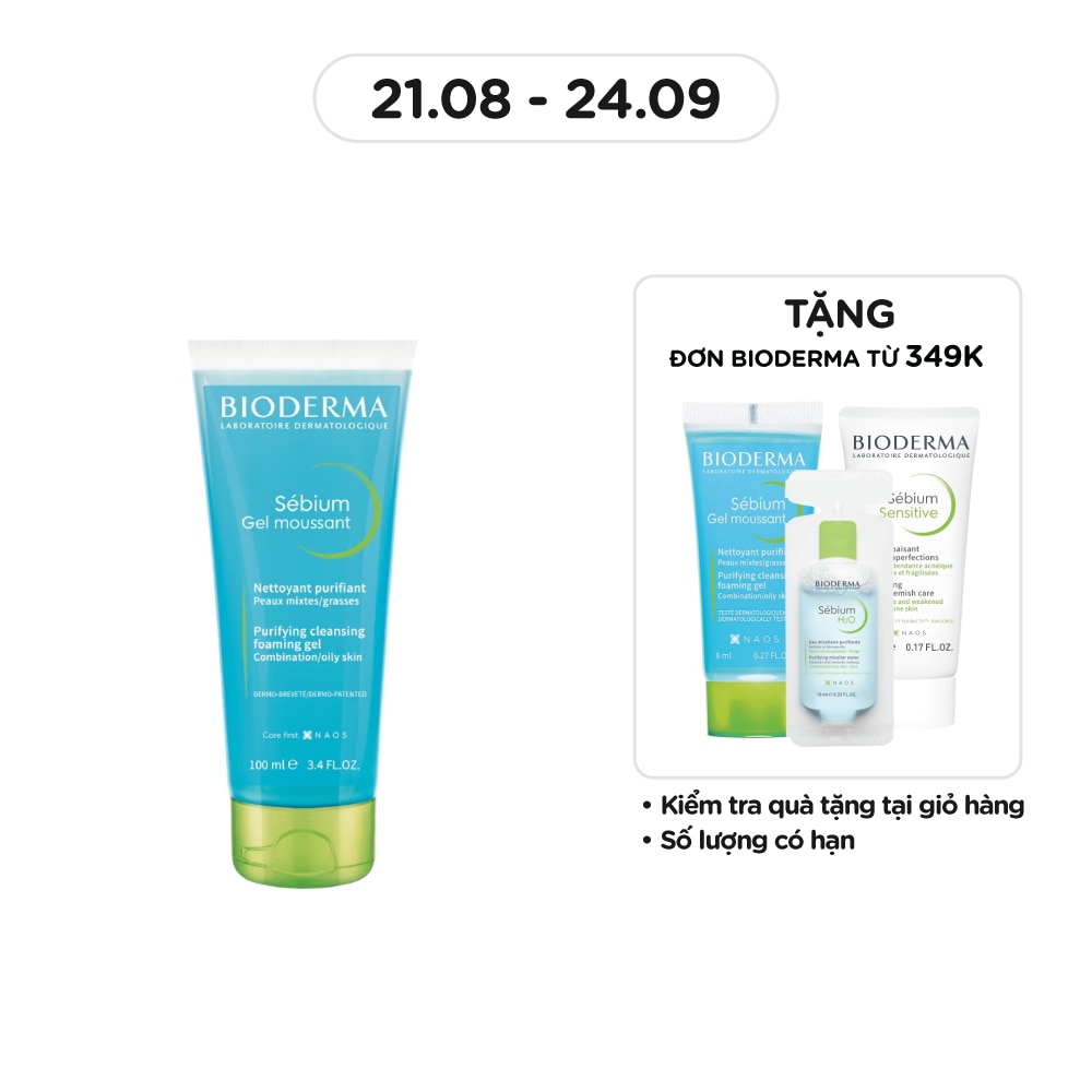 Gel Rửa Mặt Bioderma Sébium Moussant Tạo Bọt Dành Cho Da Hỗn Hợp Và Da Dầu 100ml
