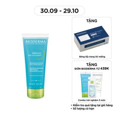 BIODERMA Gel Rửa Mặt Bioderma Sébium Moussant Tạo Bọt Dành Cho Da Hỗn Hợp Và Da Dầu 100ml