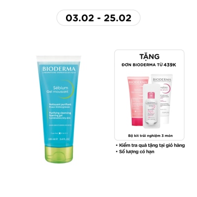 BIODERMA Gel Rửa Mặt Bioderma Sébium Moussant Tạo Bọt Dành Cho Da Hỗn Hợp Và Da Dầu 100ml