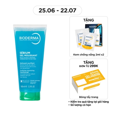 BIODERMA - Gel Rửa Mặt Bioderma Sébium Moussant Tạo Bọt Dành Cho Da Hỗn Hợp Và Da Dầu 100ml