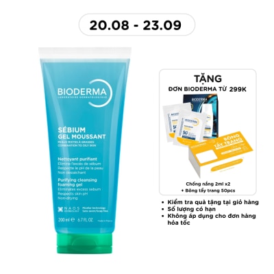BIODERMA - Gel Rửa Mặt Bioderma Sébium Moussant Tạo Bọt Dành Cho Da Hỗn Hợp Và Da Dầu 200ml image