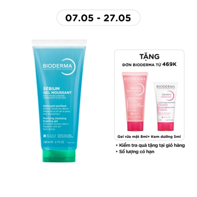 BIODERMA - Gel Rửa Mặt Bioderma Sébium Moussant Tạo Bọt Dành Cho Da Hỗn Hợp Và Da Dầu 200ml