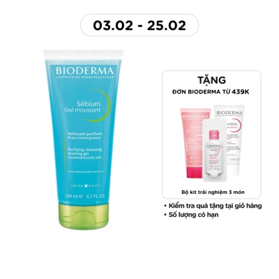BIODERMA Gel Rửa Mặt Bioderma Sébium Moussant Tạo Bọt Dành Cho Da Hỗn Hợp Và Da Dầu 200ml