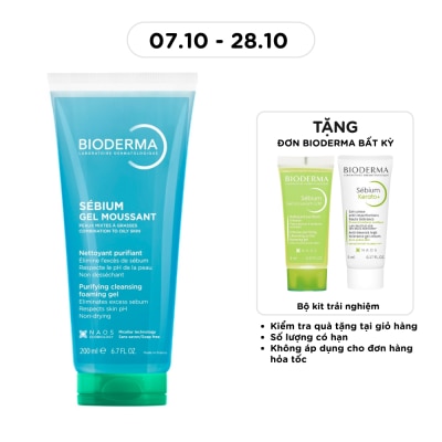 BIODERMA Gel Rửa Mặt Bioderma Sébium Moussant Tạo Bọt Dành Cho Da Hỗn Hợp Và Da Dầu 200ml image