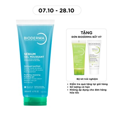 BIODERMA Gel Rửa Mặt Bioderma Sébium Moussant Tạo Bọt Dành Cho Da Hỗn Hợp Và Da Dầu 200ml image