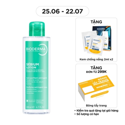 BIODERMA - Dung Dịch Bioderma Sébium Lotion Dưỡng Da Giúp Cân Bằng pH, Hỗ Trợ Ngừa Mụn&Kiểm Soát Dầu Nhờn 200ml