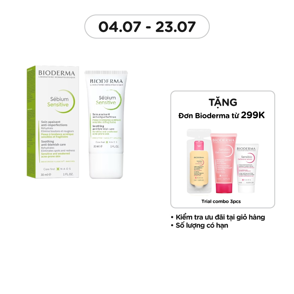 Kem Dưỡng Bioderma Sébium Sensitive Cho Da Mụn Nhạy Cảm 30ml