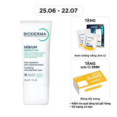BIODERMA - Kem Dưỡng Bioderma Sébium Sensitive Cho Da Mụn Nhạy Cảm 30ml