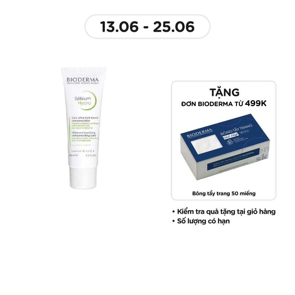 Kem Dưỡng Bioderma Sébium Hydra Nuôi Dưỡng, Làm Dịu Và Hỗ Trợ Phục hồi Cho Da Mụn 40ml