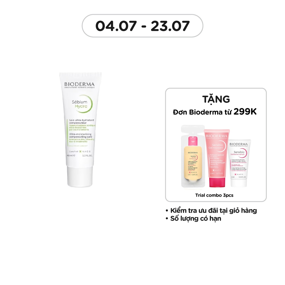 Kem Dưỡng Bioderma Sébium Hydra Nuôi Dưỡng, Làm Dịu Và Hỗ Trợ Phục hồi Cho Da Mụn 40ml