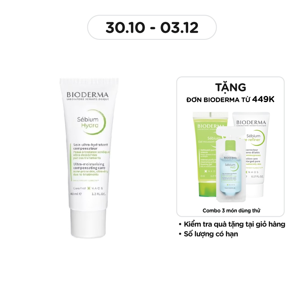 Kem Dưỡng Bioderma Sébium Hydra Nuôi Dưỡng, Làm Dịu Và Hỗ Trợ Phục hồi Cho Da Mụn 40ml