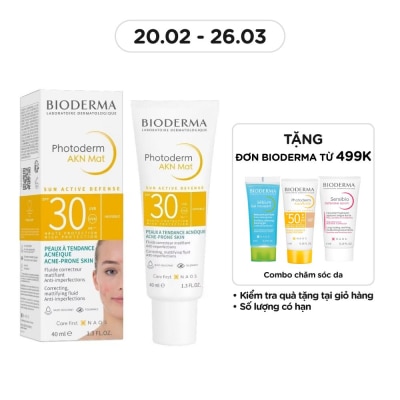 BIODERMA Kem Chống Nắng Bioderma Photoderm Akn Mat SPF30 Kiểm Soát Dầu Dành Cho Da Hỗn Hợp & Da Dầu 40ml