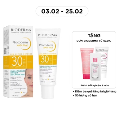 BIODERMA Kem Chống Nắng Bioderma Photoderm Akn Mat SPF30 Kiểm Soát Dầu Dành Cho Da Hỗn Hợp & Da Dầu 40ml