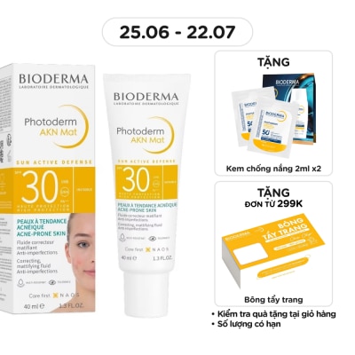 BIODERMA - Kem Chống Nắng Bioderma Photoderm Akn Mat SPF30 Kiểm Soát Dầu Dành Cho Da Hỗn Hợp & Da Dầu 40ml