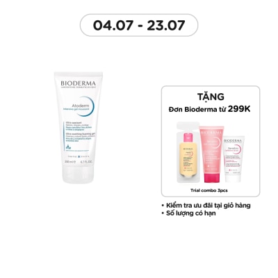 BIODERMA Gel Tạo Bọt Bioderma Dành Cho Da Rất Khô, Nhạy Cảm Dễ Bị Kích Ứng Atoderm Intensive Gel Moussant 200ml