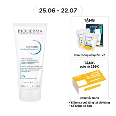 BIODERMA - Gel Tạo Bọt Bioderma Dành Cho Da Rất Khô, Nhạy Cảm Dễ Bị Kích Ứng Atoderm Intensive Gel Moussant 200ml