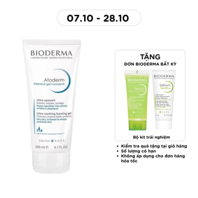 BIODERMA Gel Tạo Bọt Bioderma Dành Cho Da Rất Khô, Nhạy Cảm Dễ Bị Kích Ứng Atoderm Intensive Gel Moussant 200ml image