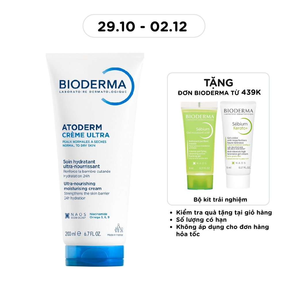 Kem Dưỡng Ẩm Bioderma Cho Da Thường, Da Khô Nhạy Cảm Atoderm Crème Ultra 200ml image