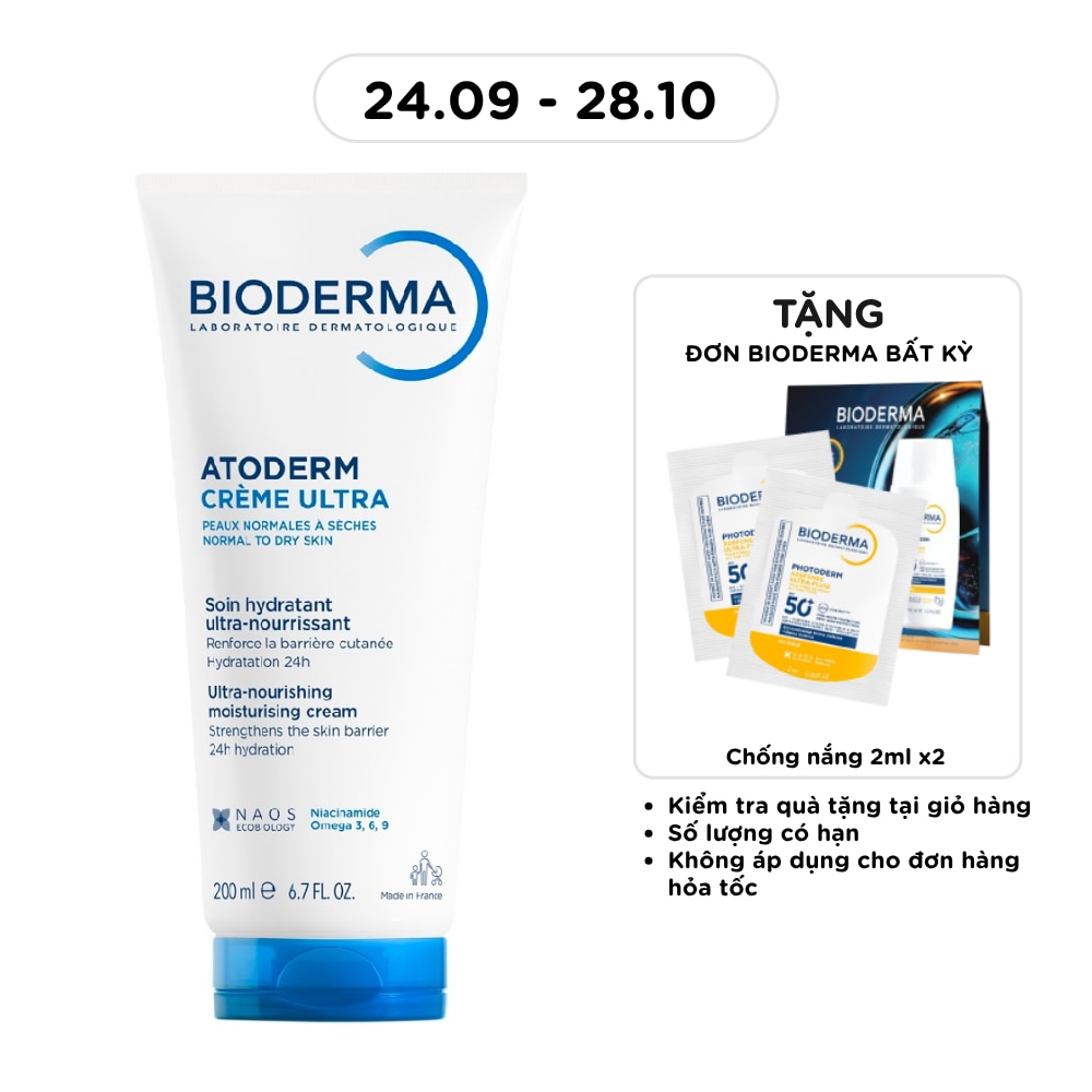 Kem Dưỡng Ẩm Bioderma Cho Da Thường, Da Khô Nhạy Cảm Atoderm Crème Ultra 200ml image
