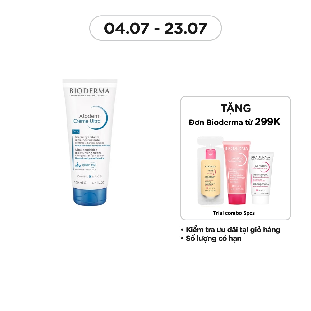 Kem Dưỡng Ẩm Bioderma Cho Da Thường, Da Khô Nhạy Cảm Atoderm Crème Ultra - 200ml